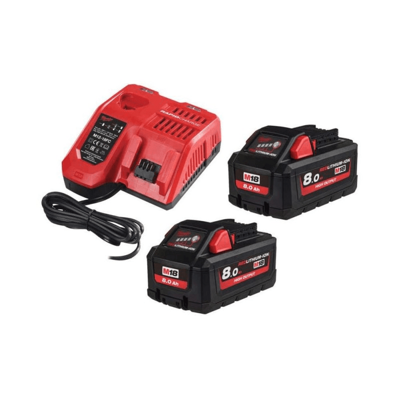 MILWAUKEE HB8 sada 2x akumulátorů M18 HIGH OUTPUT 8.0 Ah a nabíječka M12-18 FC