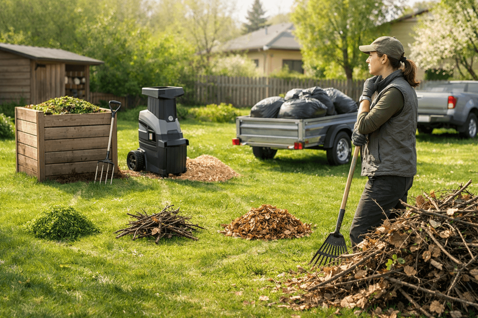 Image for article: Jarní úklid zahrady bez zbytečných jízd: kompost, štěpka nebo odvoz?