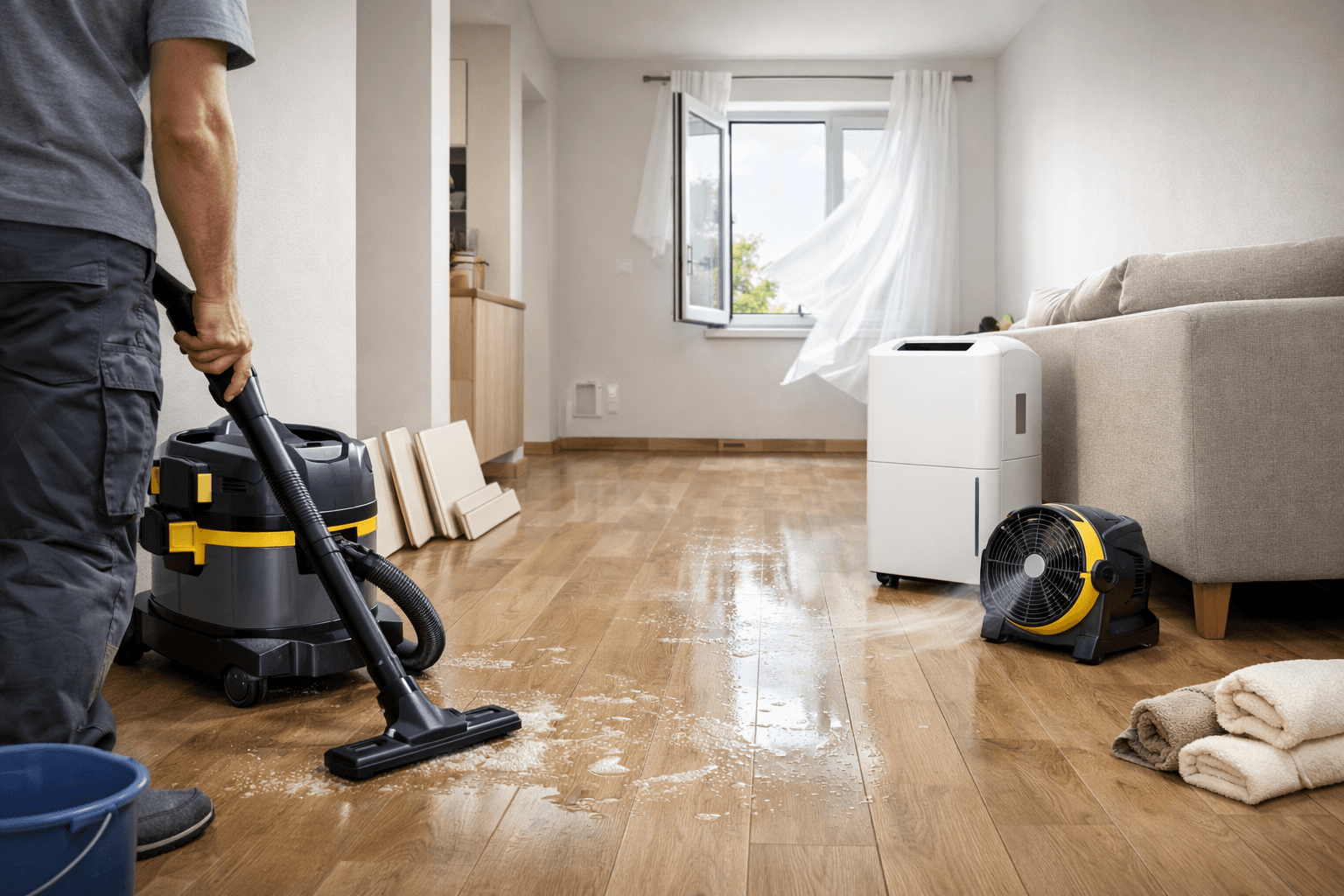 Image for article: Vysoušení po vytopení bez plísně: plán na 24–72 hodin